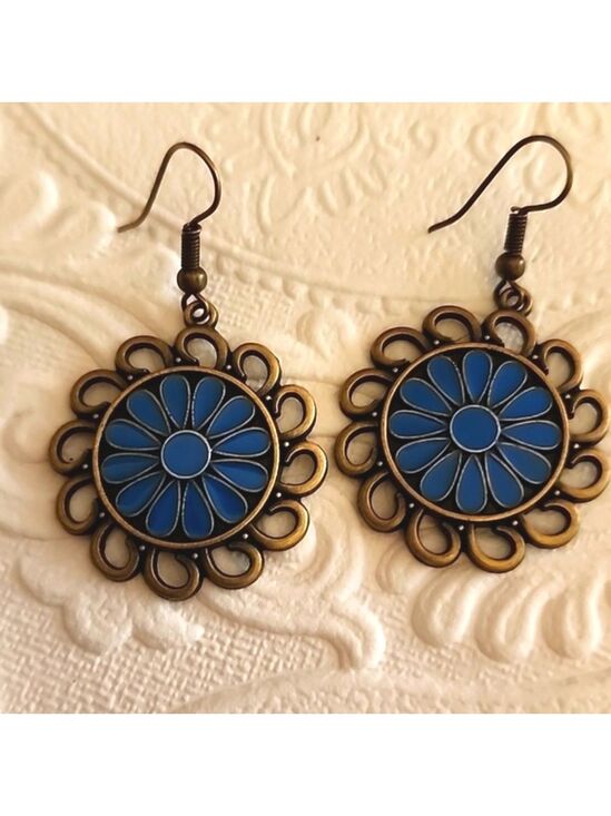 Boho Gypsy Sisters Jewelry - Bohemian Flower Disc  earrings